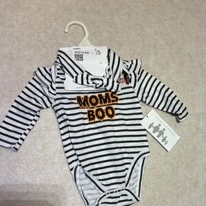 10 Threads Baby Halloween Bodysuit 0-3 M Striped‎ Long Sleeve Moms Boo